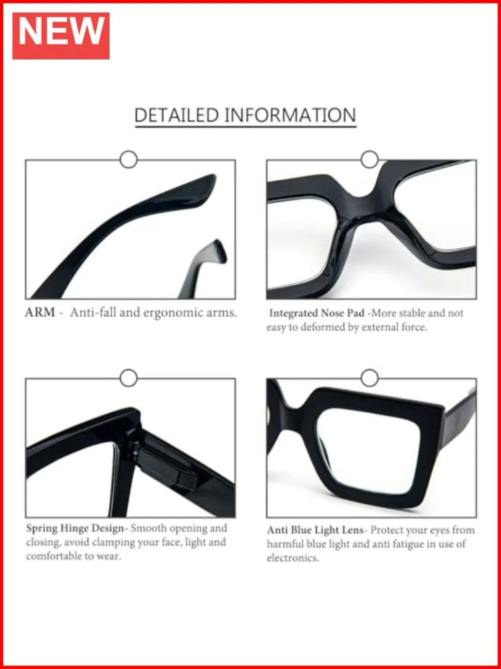 Oversized Reading Glasses 3 Pack Blue Light Blocking Large Frame